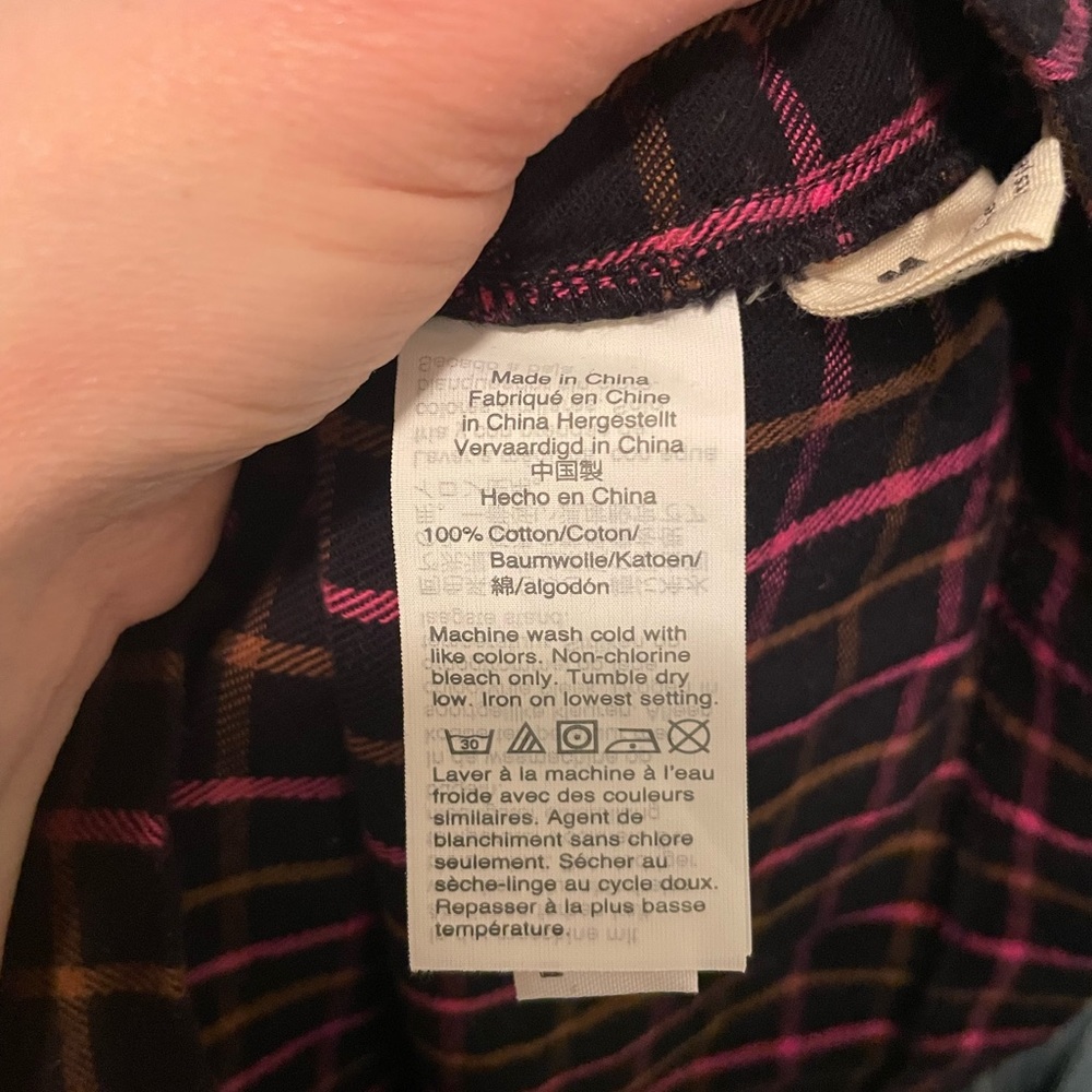 Madewell Plaid Flannel Raglan Button Front Shirt Dress Size 6 EUC - Picture 9 of 13